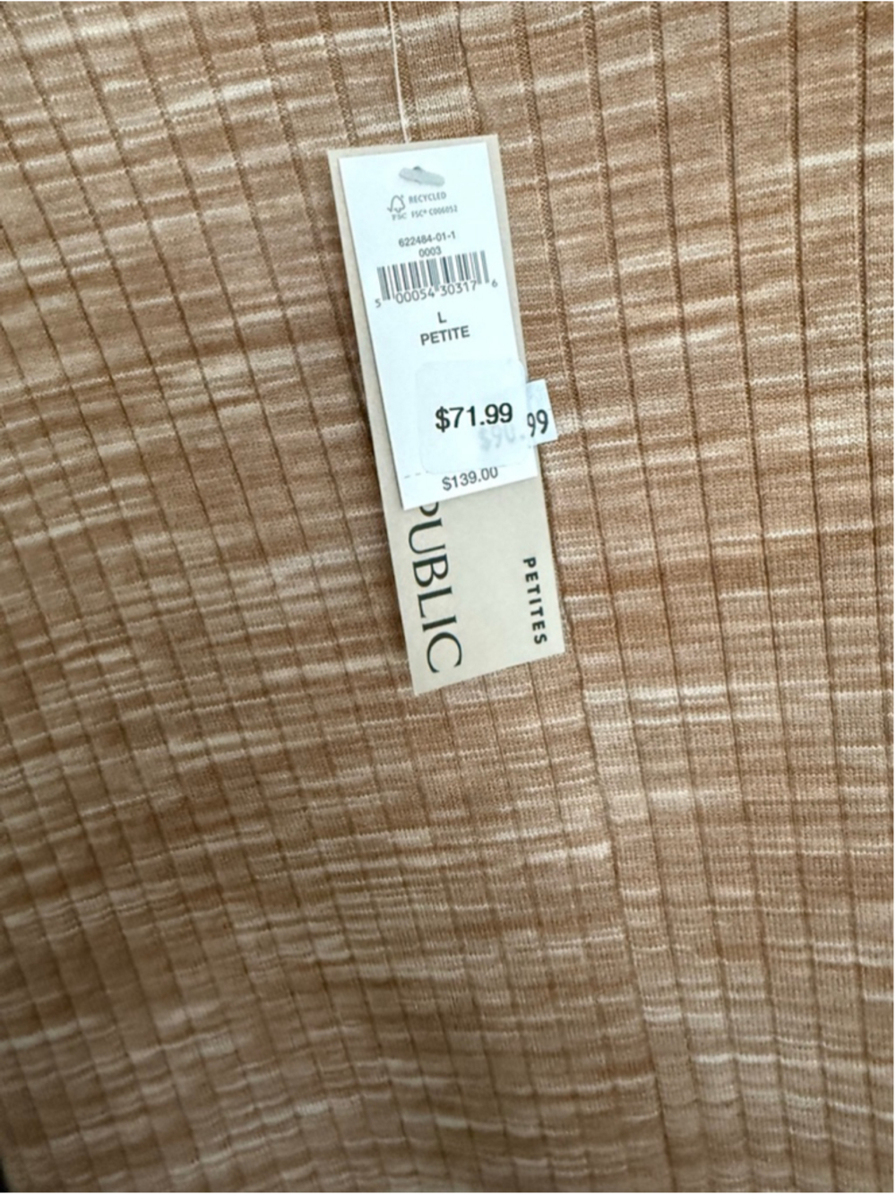 Banana Republic Ribbed Knit Midi Dress Petite L NWT Neutral Taupe Minimalist - Picture 11 of 12